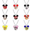 Vintage Mickey Minnie Cartoon Stijl Ketting Met Retro Edelsteen Hanger Voor Unieke Mode