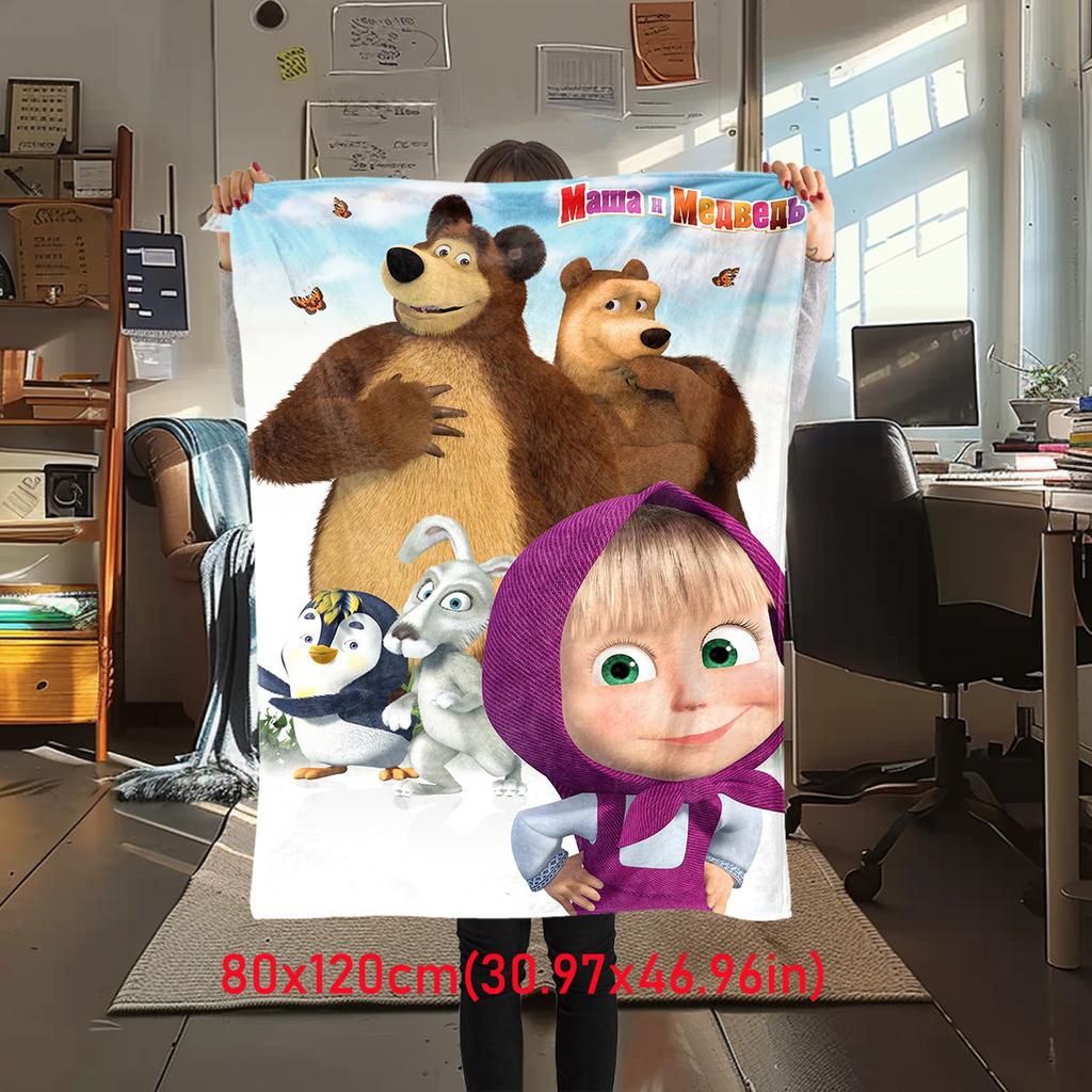 Russian animation Fairy Tale Masha and the Bear Cartoon Blanket Soft Four Seasons Home Bed Blanket Sofa Cover Office Napping Picnic Blanket M1