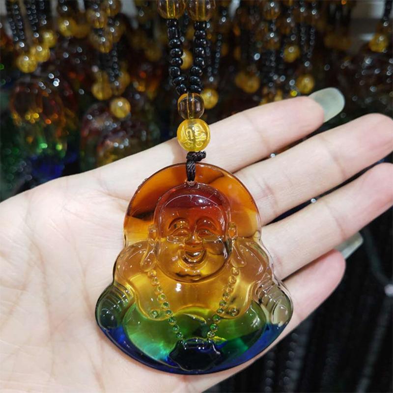 Imitation Glass Pendant Chinese Style Versatile Necklace Crystal Sweater Chain