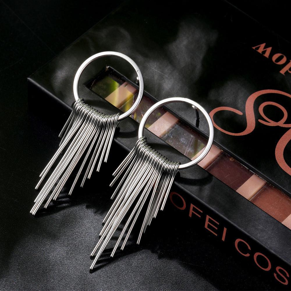 Trendy Western Style Alloy Tassel Dangle Earrings Golden And Silver Colors