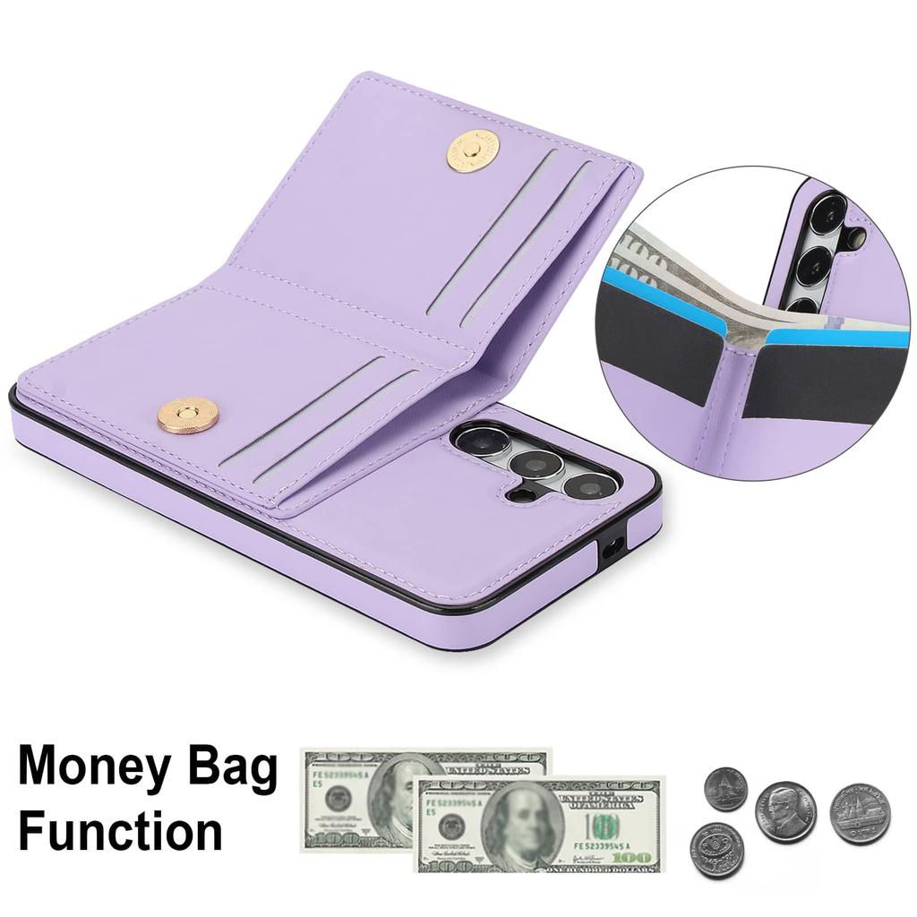 Brieftaschen-Hülle mit Kartenhalter, 360° drehbarer Ring-Ständer, Magnetverschluss für Samsung Galaxy A55/A35/A25/A12/A15/A54/A14/A73/A53