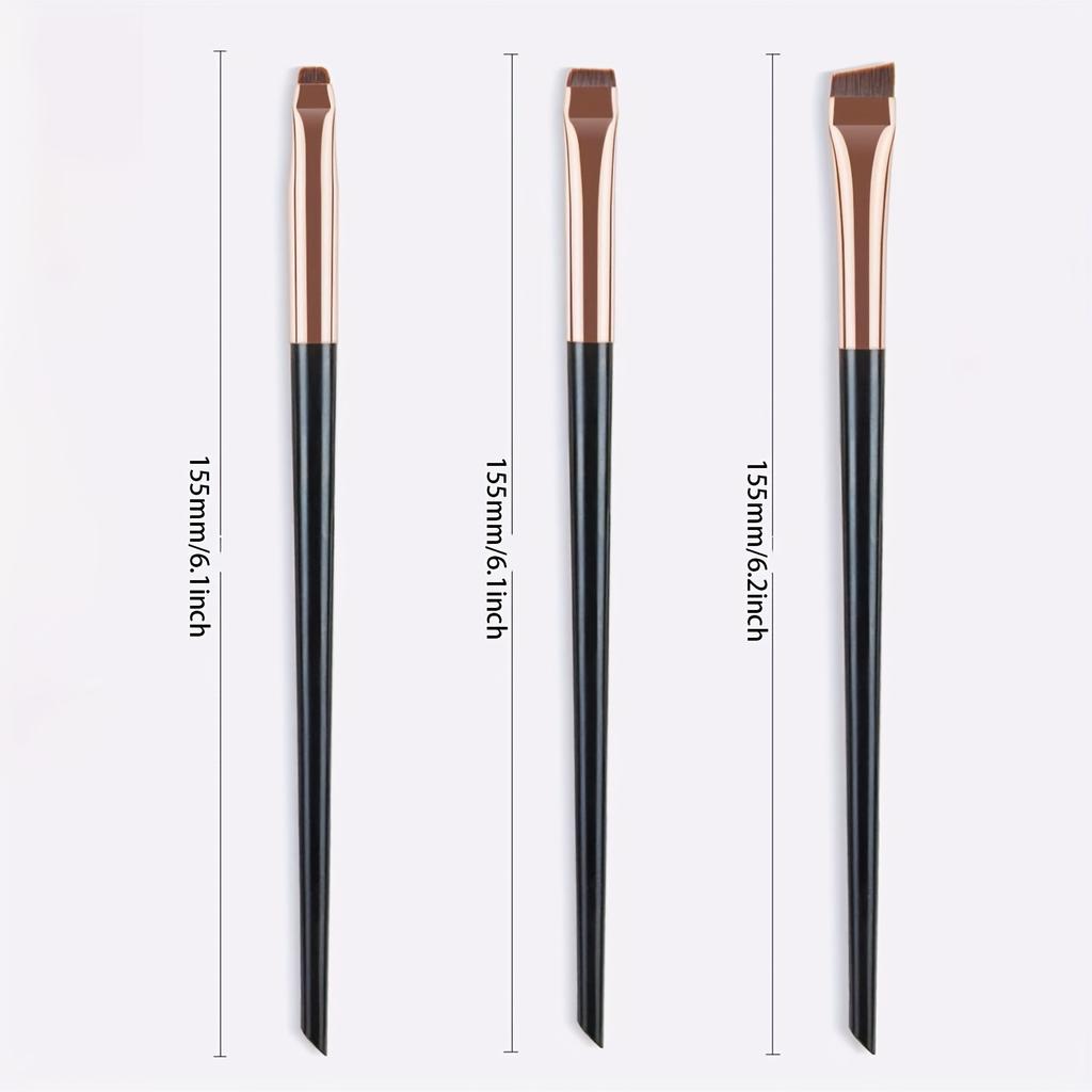 3er Make-up Pinsel Set, Klingen Eyeliner Pinsel Feiner Schräger Kopf Augenbrauenpinsel Konturen Eyeliner Ultra-Dünner Lidschattenpinsel Make-up