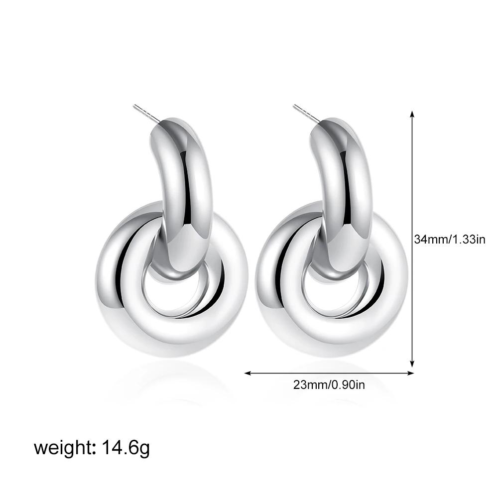 Fashion Multilayer Twist Circle Stud Earring for Women Stainless Steel Gold Silver Mix Color Round Earring Vintage Jewelry Gift