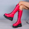 Muffin Platform Martin Boots Autumn and Winter New Side Zipper Wedge Heel High Boots Women