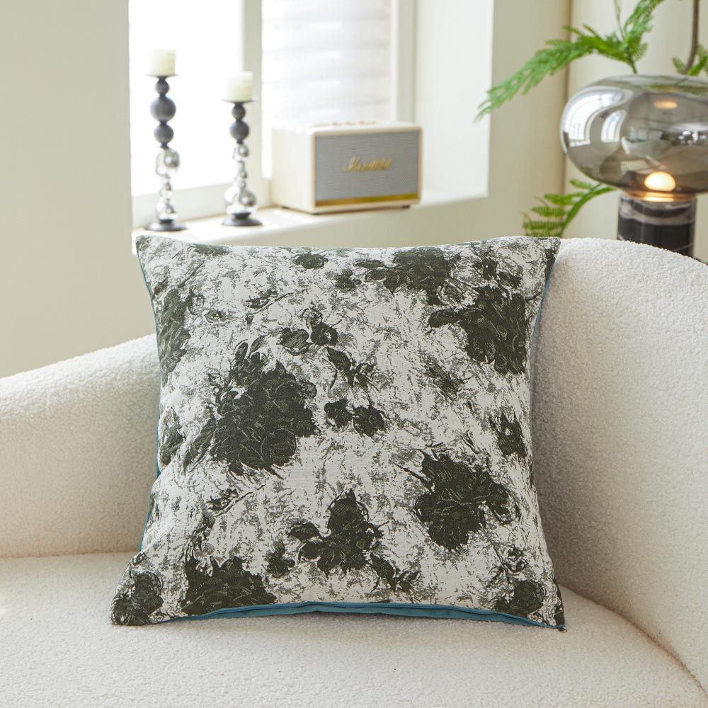 Polyester-cotton Yarn-dyed Jacquard Cushion Bedside Large Backrest Floral Sofa Pillow
