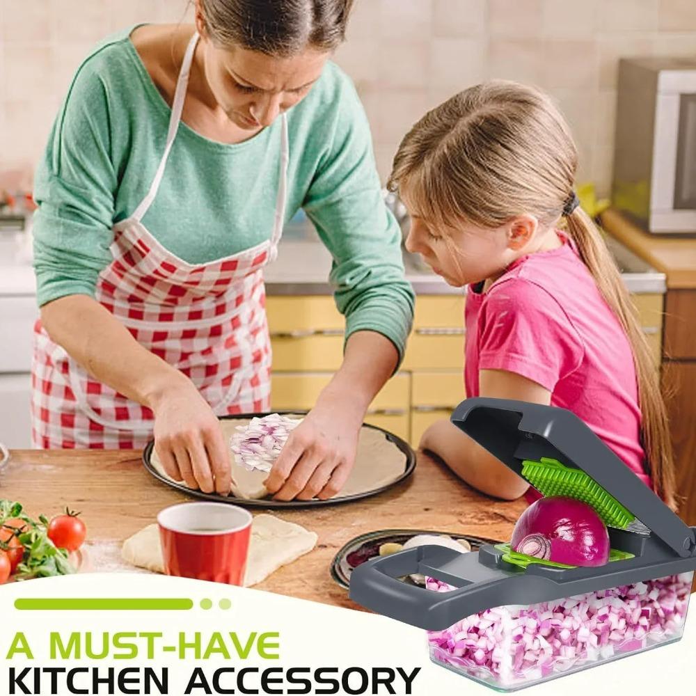 16 in 1 Handheld Slicers Dicers Graters Multifunctional Vegetable Chopper Kitchen Food Tool with Container Safety Guard 2