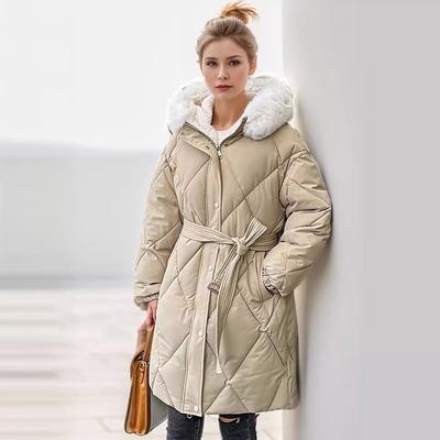 Damen Winterjacke 2024 Neuer Damenparka Lange Parkas mit Kapuze Mit Pelzkragen Warme Schneebekleidung Gesteppte Kleidung Damen Wintermantel