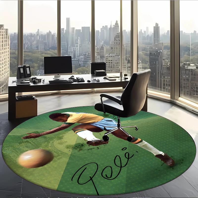 Pele (1) Round Office Rug Decorative Floor Rug for Office Bedroom Living Room and Home Space