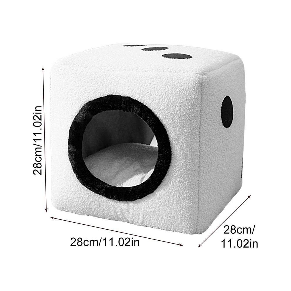 

Кровать для домашних животных, домики для кошек в форме кубика, зимняя грелка, складная, мягкая, для сна, отдыха, сна, релаксации S белый