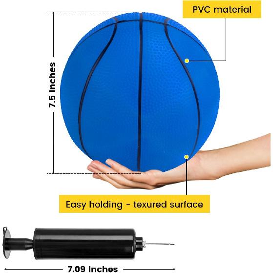 3 otters 6 Pack Mini Basketballs, 7.5 Inch Basketball Set with Pump for Kids Swimming Pool Toy, Mini Basketball Hoop, Outdoors Party Favors