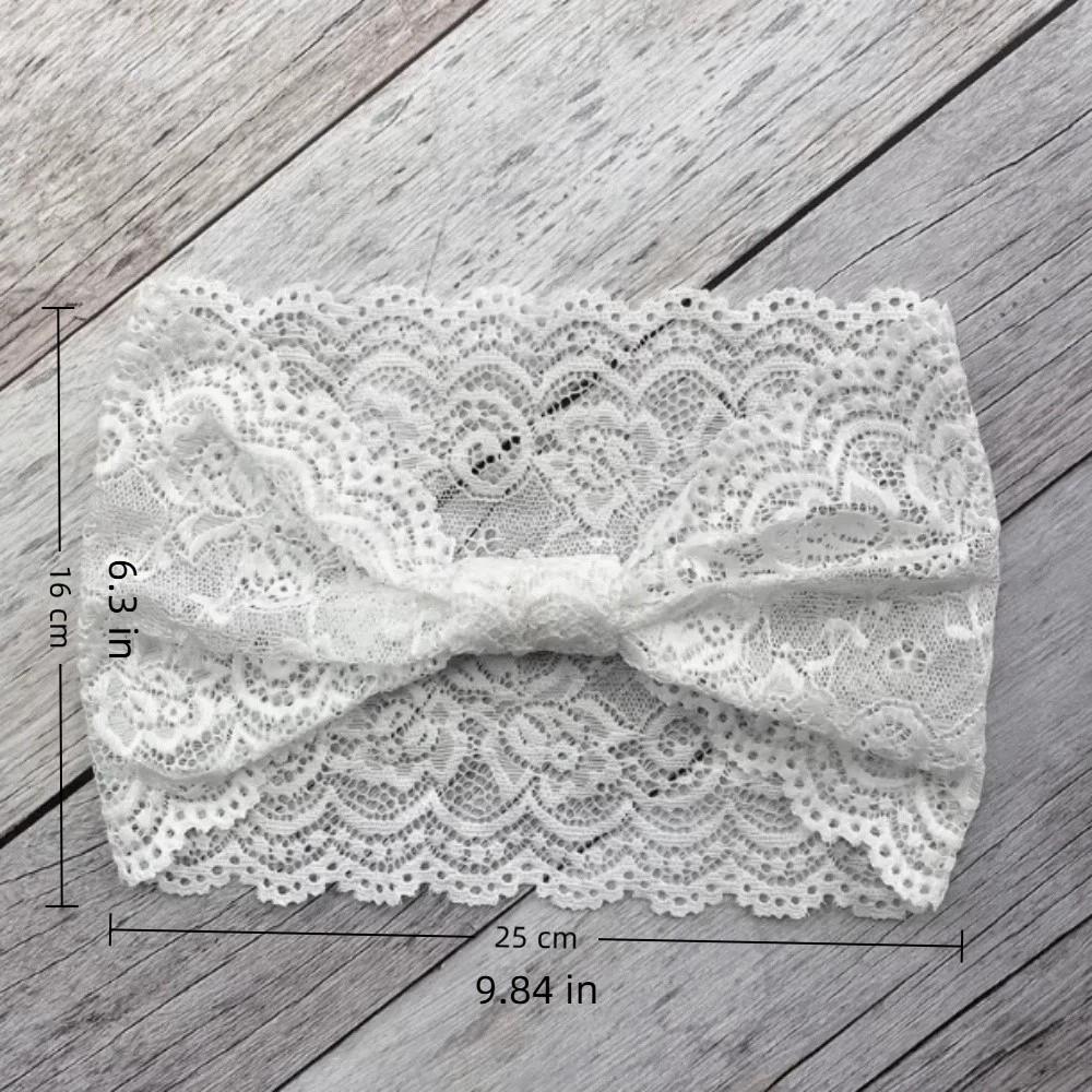 Stylish Soft Solid Color Headband Bow Non-Slip Lace Trim Headband Stretch Wide Fabric Headband Daily Wear
