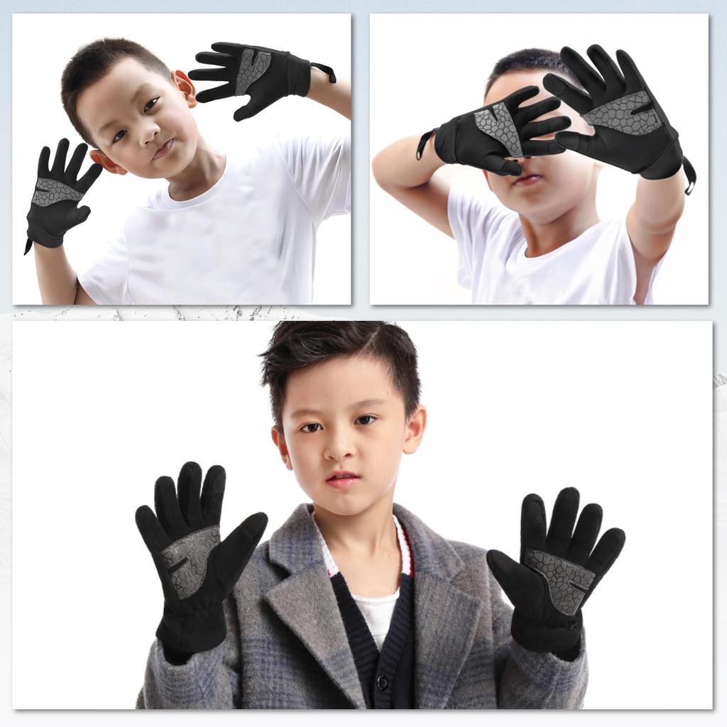 TRIWONDER Winter Warm Cold and Perfect for Outdoor Smartphone and for Boys and Girls Size L Kids' Gloves, Windproof, Activities, Running, Sports,