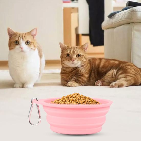 600ML Pet Bowl Convenient Foldable Silicone Dog Bowls Portable Easy To Clean Cat Dog Food Bowl Pet Supply