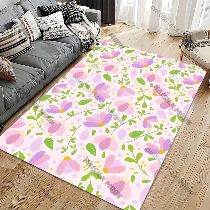 Colorful Floral Pattern Design Carpet Yoga Living Room Room Decor Children's Crawling Mat Doormat Area Rug Games Mat