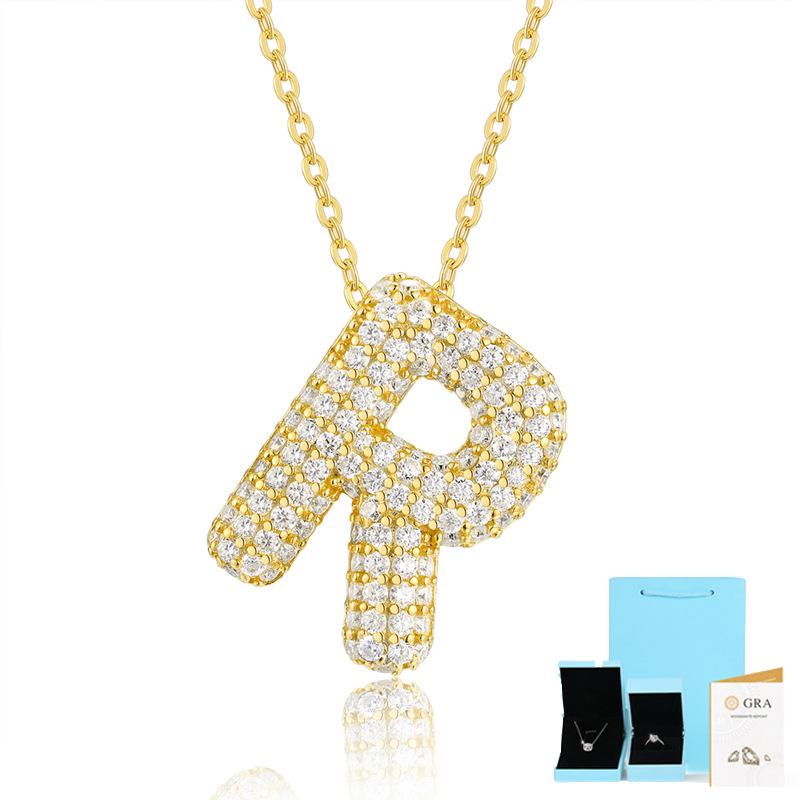 Letter Pendant Necklace 925 Silver Plated 18K Gold Collarbone Chain Fashionable Versatile Moissanite Chain