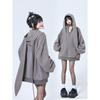 Abnehmbare Hasenohren Lila Kapuzenpullover Damen Locker geschnittene Langarm-Cardigan-Jacke Trendig Herbst Winter