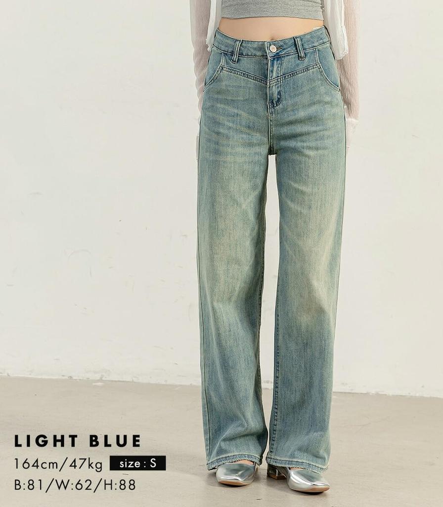 Teddy Denim Straight Vintage Distressed Medium Pants 568 2XL Light Women's Wide-Leg Pants, Fit, Finish, Hem, Weight, Spring/Autumn/Winter, (Size (30),
