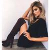 Women's Summer New Sexy V Neck Halter Cut Out Mini Dress Short Sleeve Solid Color Casual Club Party T-Shirt Dress