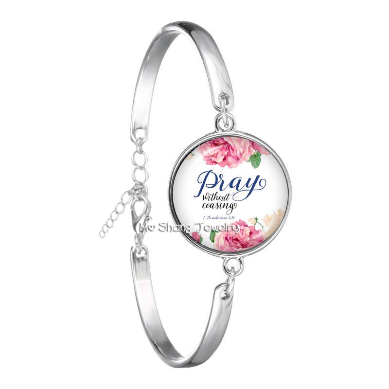Neues Mode-Bibelvers-Armband Handgefertigtes Glasarmband Schriftzitat Schmuck Christliches Geschenk für Frauen Männer