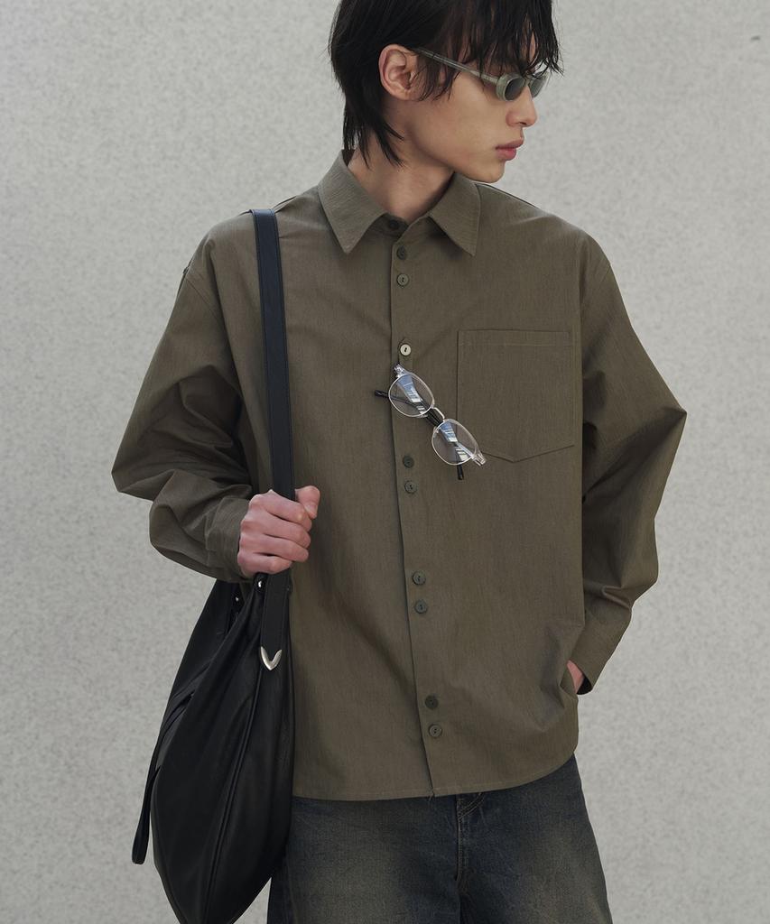 SENTAIR Curved Line Pigment Shirt_Khaki