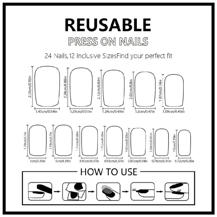 Square False Nail French Tip Press on Nail Full Cover Fake Nail Independence Day Glues on Nail Patriotic False Nail