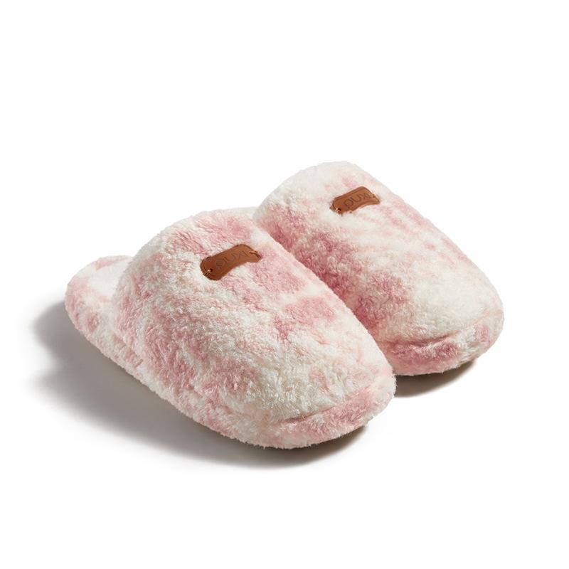 Simple cotton slippers new autumn and winter couples home indoor thick bottom non-slip piled warm fluffy slippers