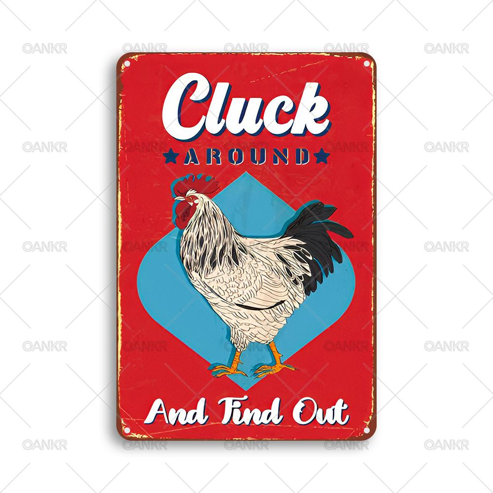 Funny Welcome to The Farm Metal Signs Vintage Art Chicken Poster Metal Tin Sign Perfect Gift for Garden Farm Shop Wall Decor
