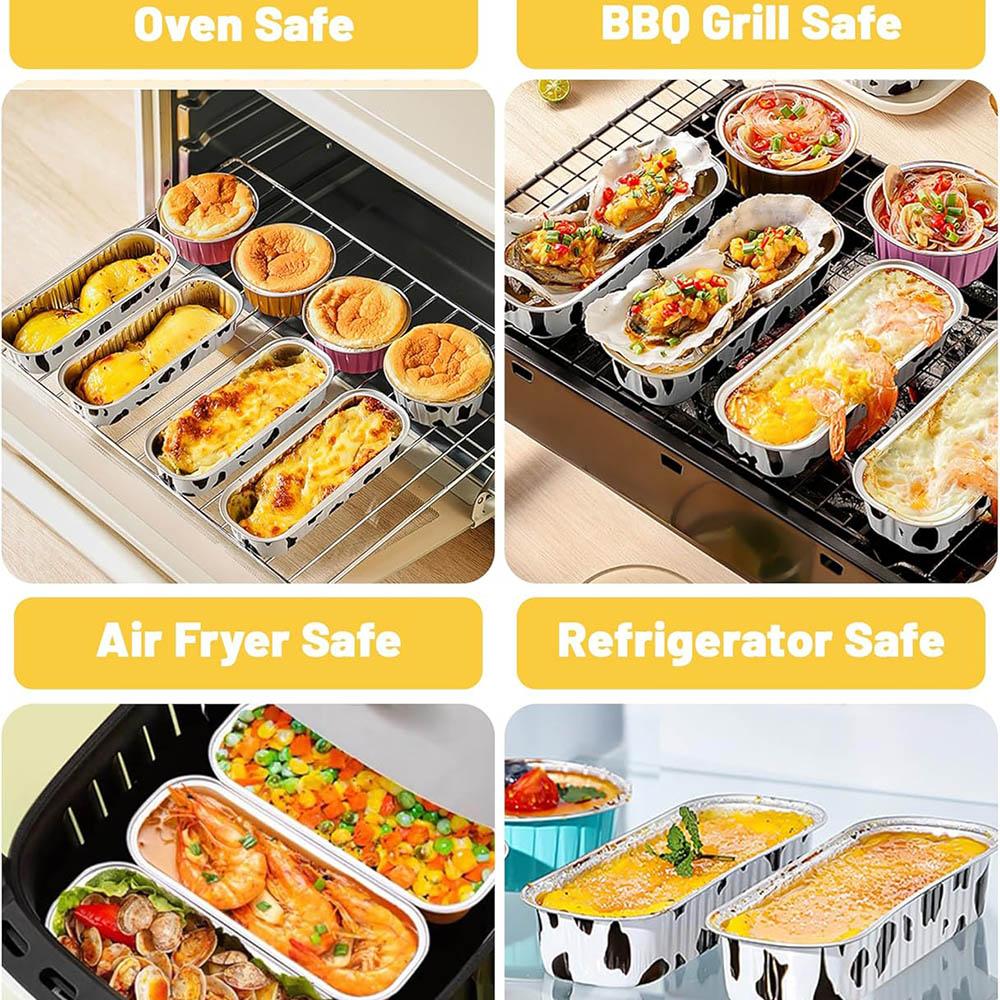 Mini Cake Pans with Lids and Spoons 200ml Non-Stick Foil Baking Pans Tins Reusable Aluminum Foil Loaf Pans for Home