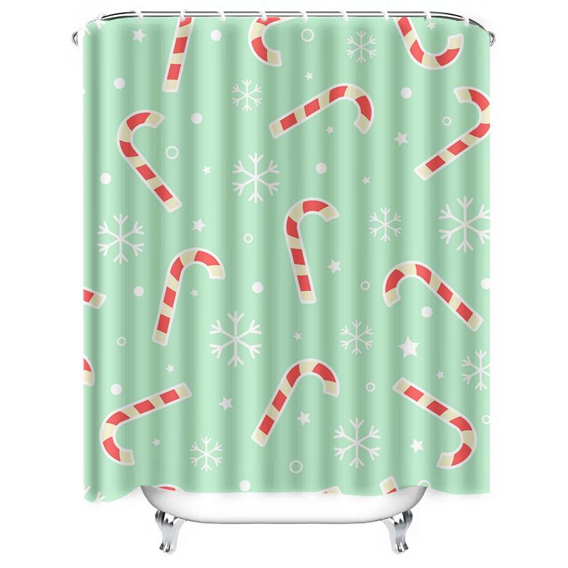TU Shower Curtain Christmas Candy Cane Holiday Festive Bathroom Decor Waterproof Fabric Modern Design Home Sweet Home Gift