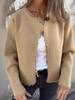 Women's 2025 Fashion Crew Neck Long Sleeve Woolen Coat