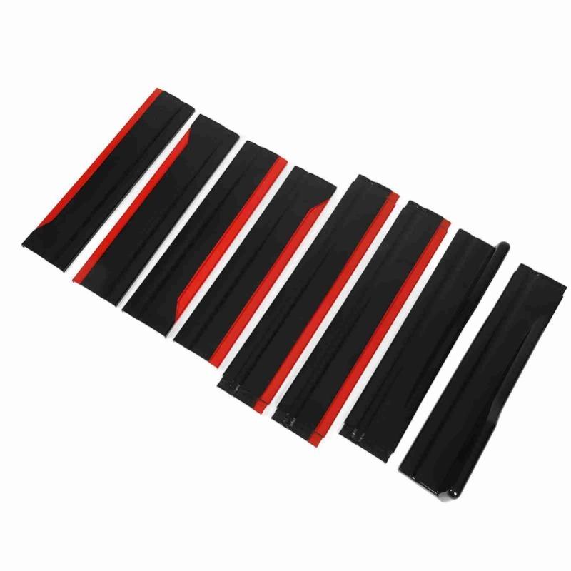 8 Pcs Red Car Side Skirt Glossy Black Side Lip Splitters Extension Wing Panel Body Kit Replacement for Seat Leon