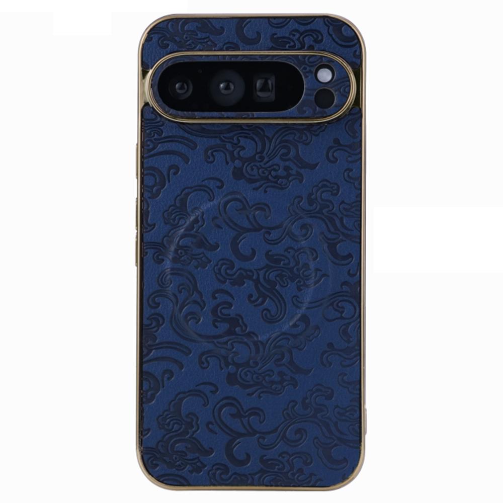 

Чехол для Google Pixel 9 Pro XL, совместимый с MagSafe, гальванизированный текстурированный дизайн, противоударный чехол для телефона из ТПУ Blue