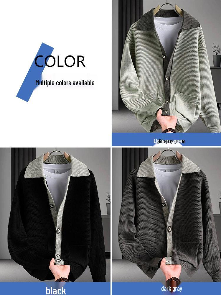 Men's Trendy Two-Piece Knit Cardigan: High-End Wool Sweater Jacket for Autumn/Winter