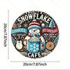 Frosty Snowflake Cafe Metal Wall Sign 8x8 Inch Round Aluminum Art for Home Office Bar Shop