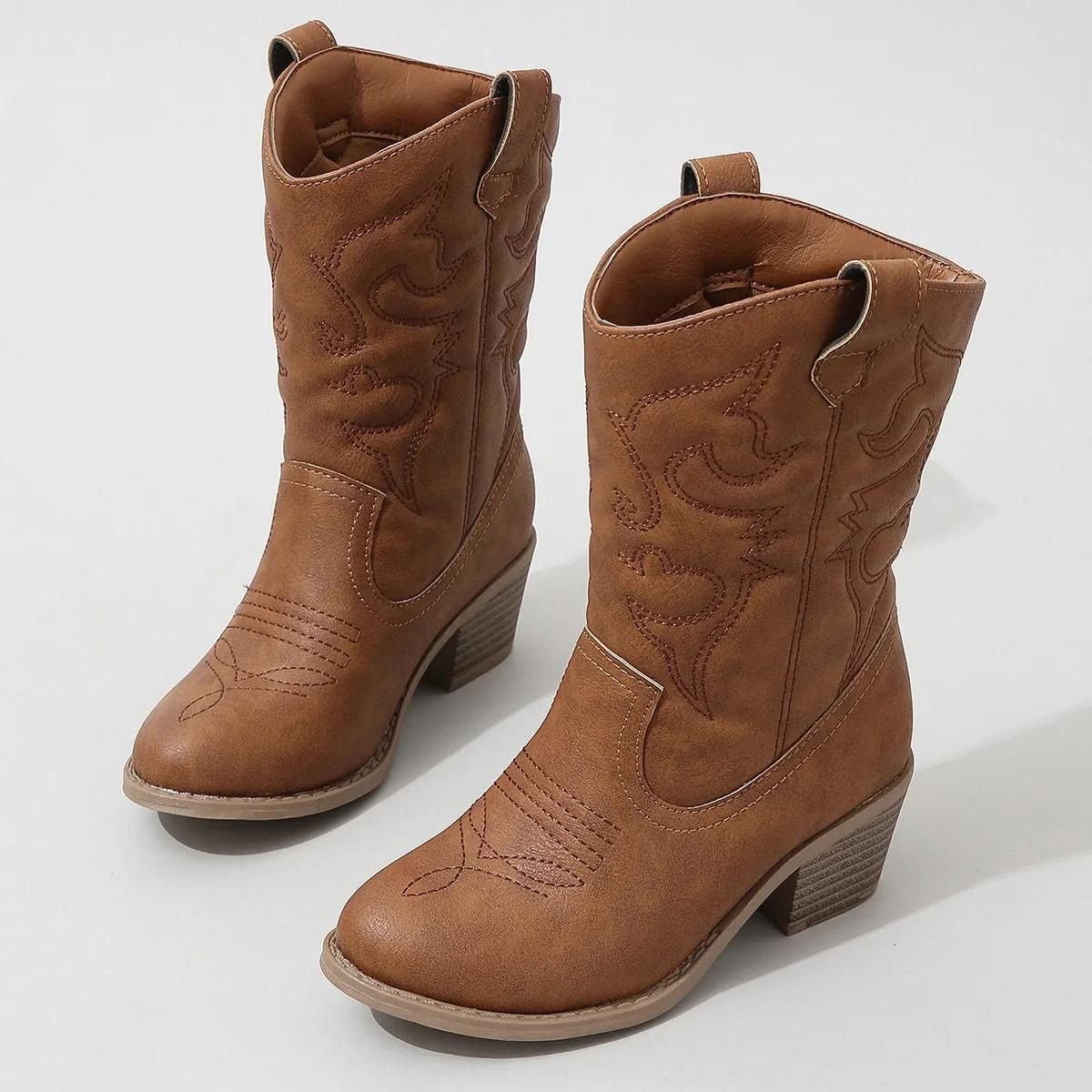 Girls Boots Slip On High Heels