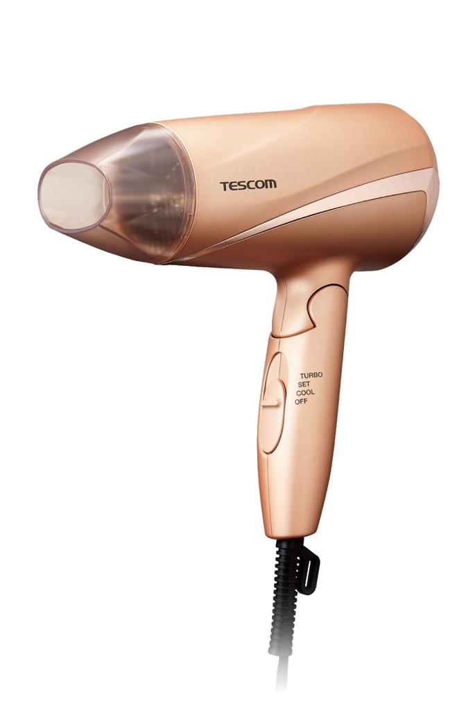 Tescom Protect Ion Hair Dryer, Foldable, High Airflow, Lightweight, Cold and Warm Air, Gold, TD360A-N