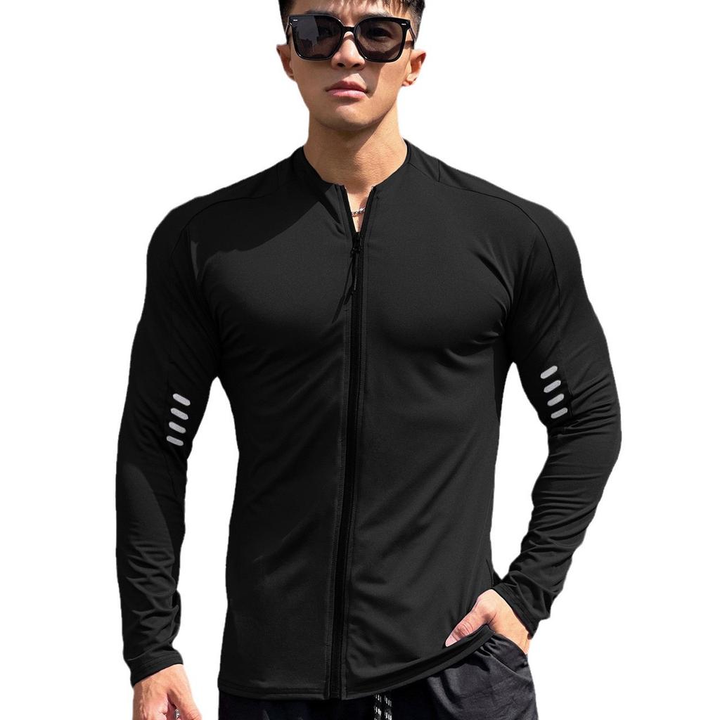 Wiosna Jesień Męska Kurtka Fitness Odzież Sportowa Trening Siłownia Bluza z Długim Rękawem Jogging Męski Płaszcz Kardigan Zamek Błyskawiczny Kurtka do Biegania