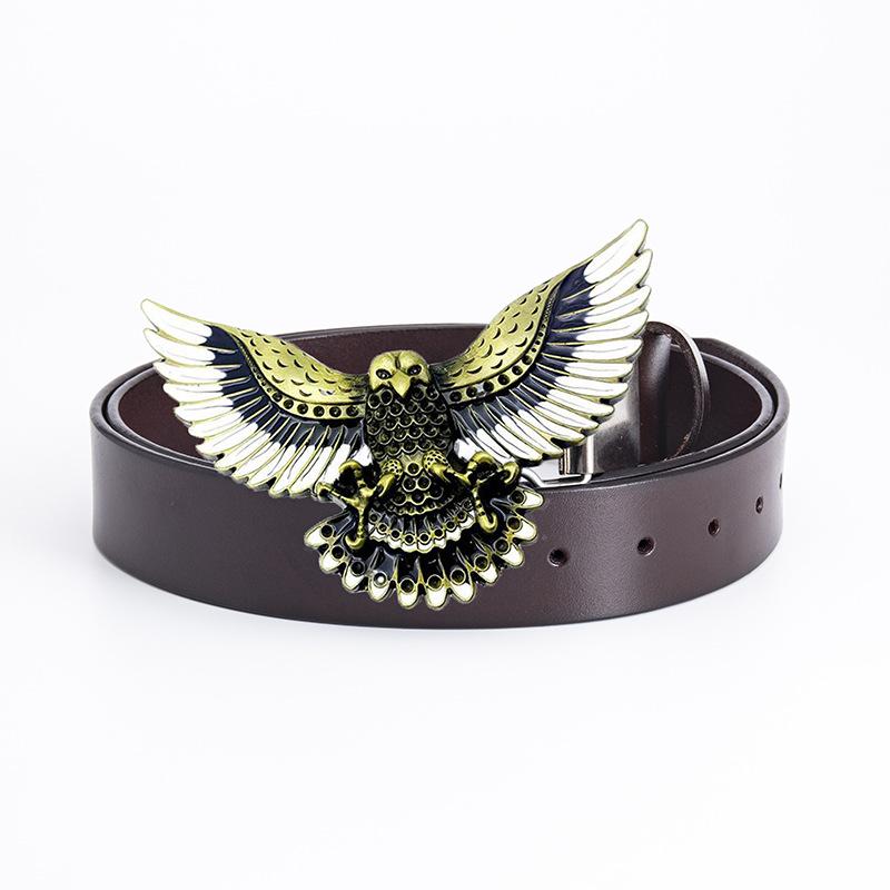 

Модный ремень Domineering Eagle в стиле хип-хоп и рок, мужской, из цельной коровьей кожи, персонализированный ретро-ремень, сценический декоративный ремень 130cm