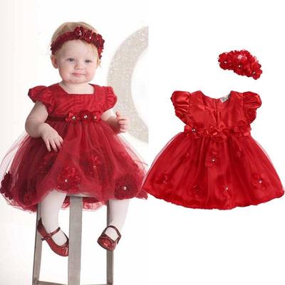 Infant Baby Girls Flower Tutu Dress Princess Pageant Wedding Christening Party