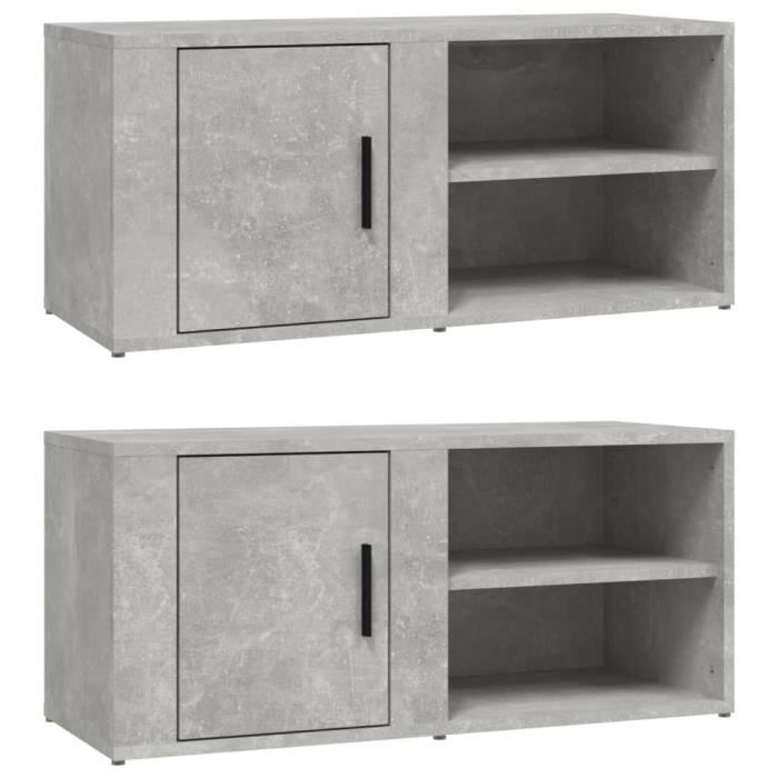 819445 vidaXL TV Furniture 2 Pcs Concrete Grey 80x31.5x36 Cm Engineered Wood