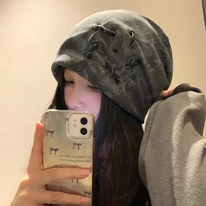 American vintage wasteland style pile hat for women, spring-autumn niche design pullover, sweater hat, face-flattering small bun hat for men