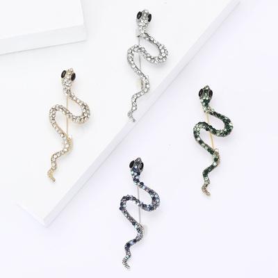 Broche de serpiente con diamantes de imitación de aleación de alta gama, creativo y versátil, ideal para trajes, abrigos y ramilletes de joyería para hombres y mujeres.