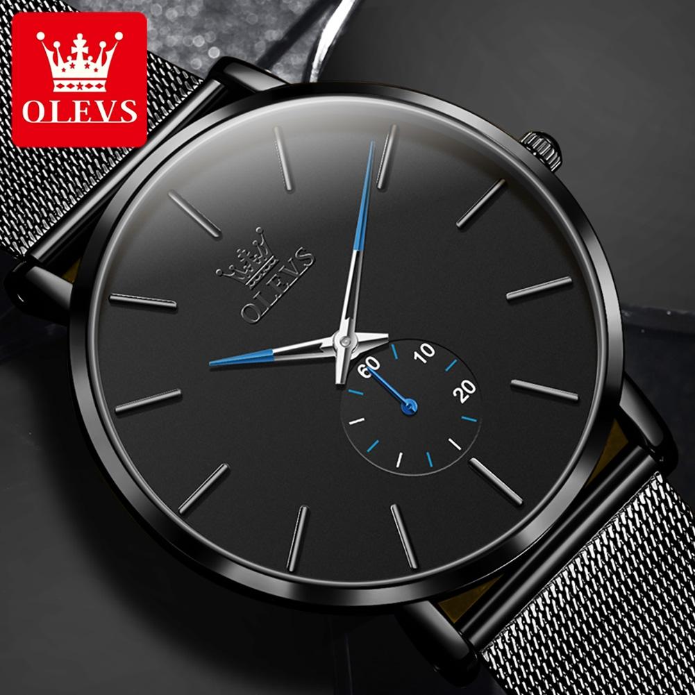 OLEVS 9954 Watch for Men Steel Mesh Strap Men's Quartz Watches Ultra Thin 7.5mm Original Waterproof Two Tone Luxury Man Watch