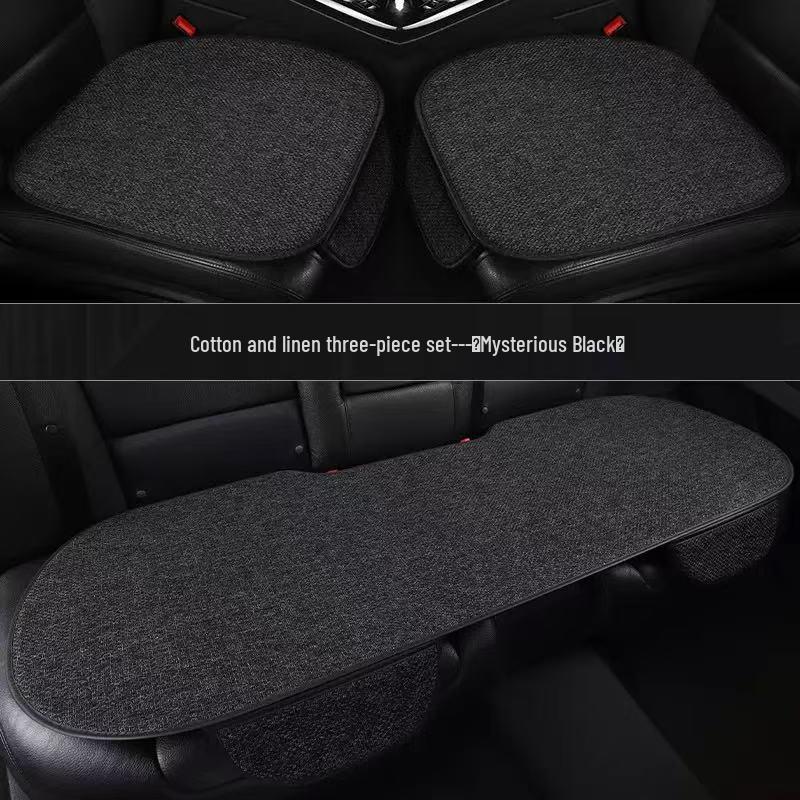 Breathable Non-slip Universal Car Seat Cushion Set, Four Seasons Linen, Three-piece Rear Row Pad