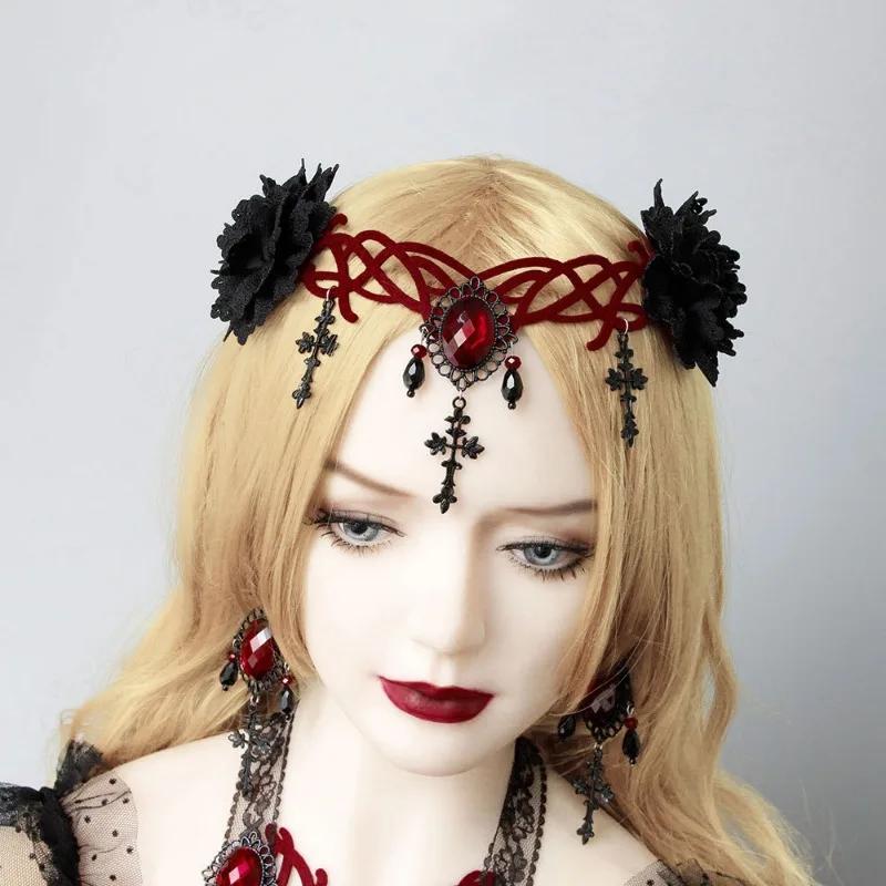 Gothic Style Vampire Reaper Cross Headpiece for Women & Girls - Halloween Ball Queen Crown Perfect Masquerade Cosplay Headbands