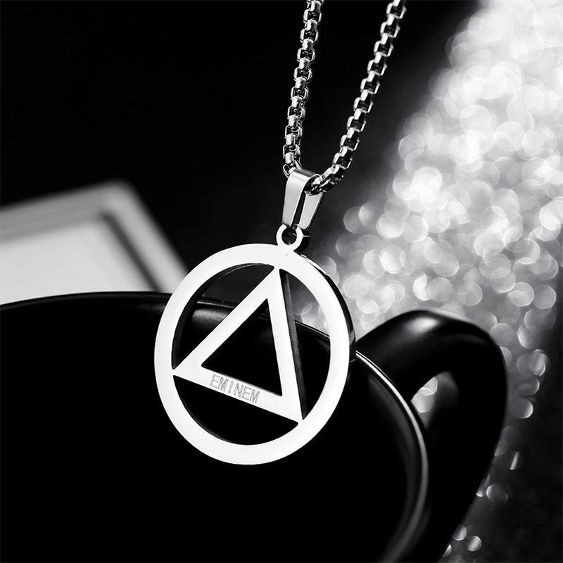 Hip-hop Hip-hop Rap Eminem s Same Style Iron Triangle Chain Titanium Steel Hanging Jewelry Necklace 60CM