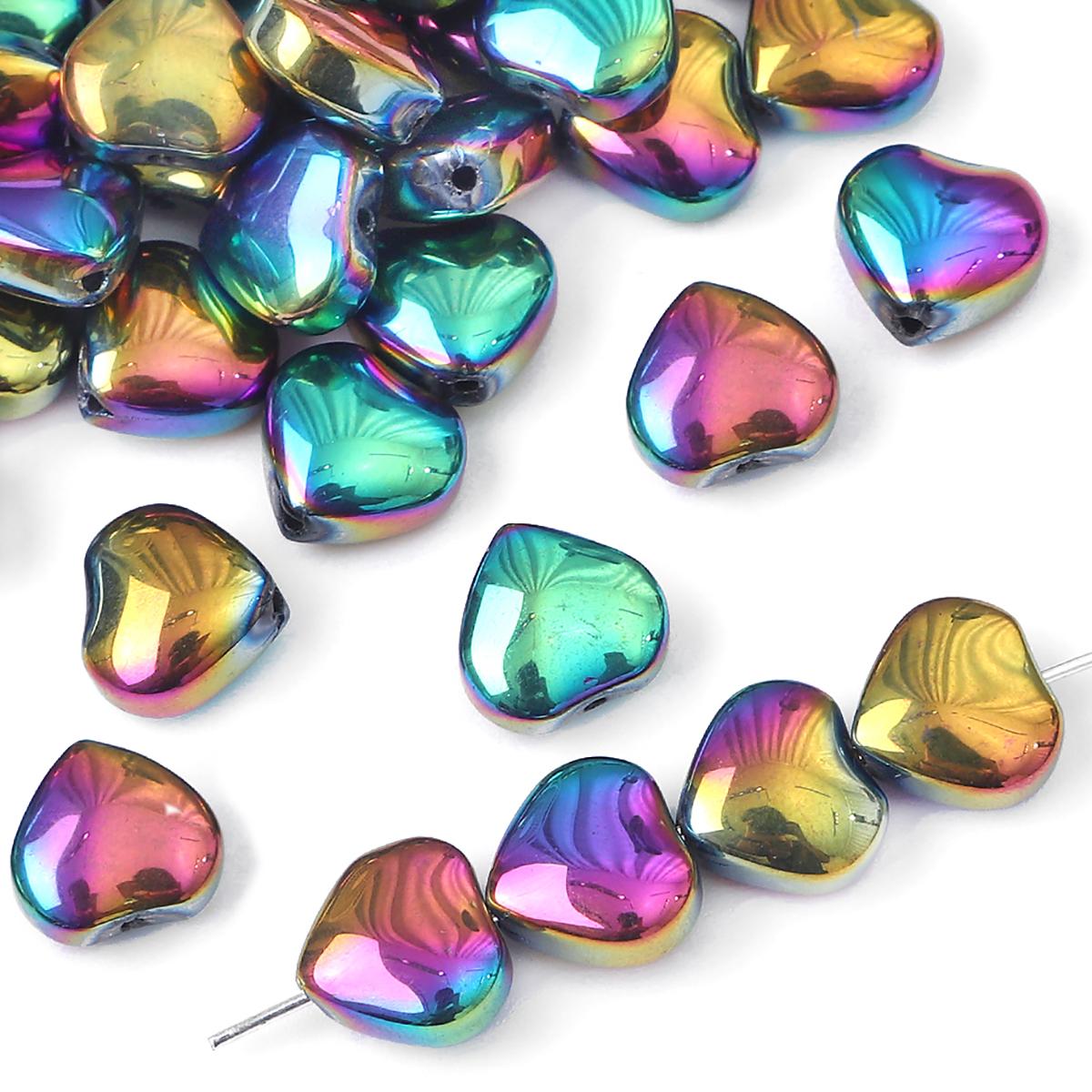 

20 шт./пакет, 10 мм, специальные блестящие цвета, хрустальное стекло, очаровательные бусины в форме сердца для ожерелья, браслета, серьг, DIY ювелирных изделий