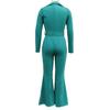 Women Fall Spring Jumpsuit Lapel Half Single-breasted Solid Color Long Sleeve Slim