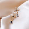 Women Faux Sapphire Rhinestone Alloy Cross Ear Stud Earrings Jewelry Gift