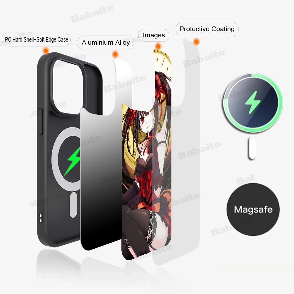 Cartoon K-Kurumi T-Tokisaki Phone Case Magnetic Case For IPhone 16 14 13 12 11 15 Pro Max Plus For Magsafe Wireless Charge Cover